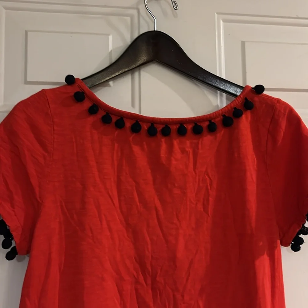 Biden Red Dress with Black Pom-Pom Trim - Picture 5 of 5
